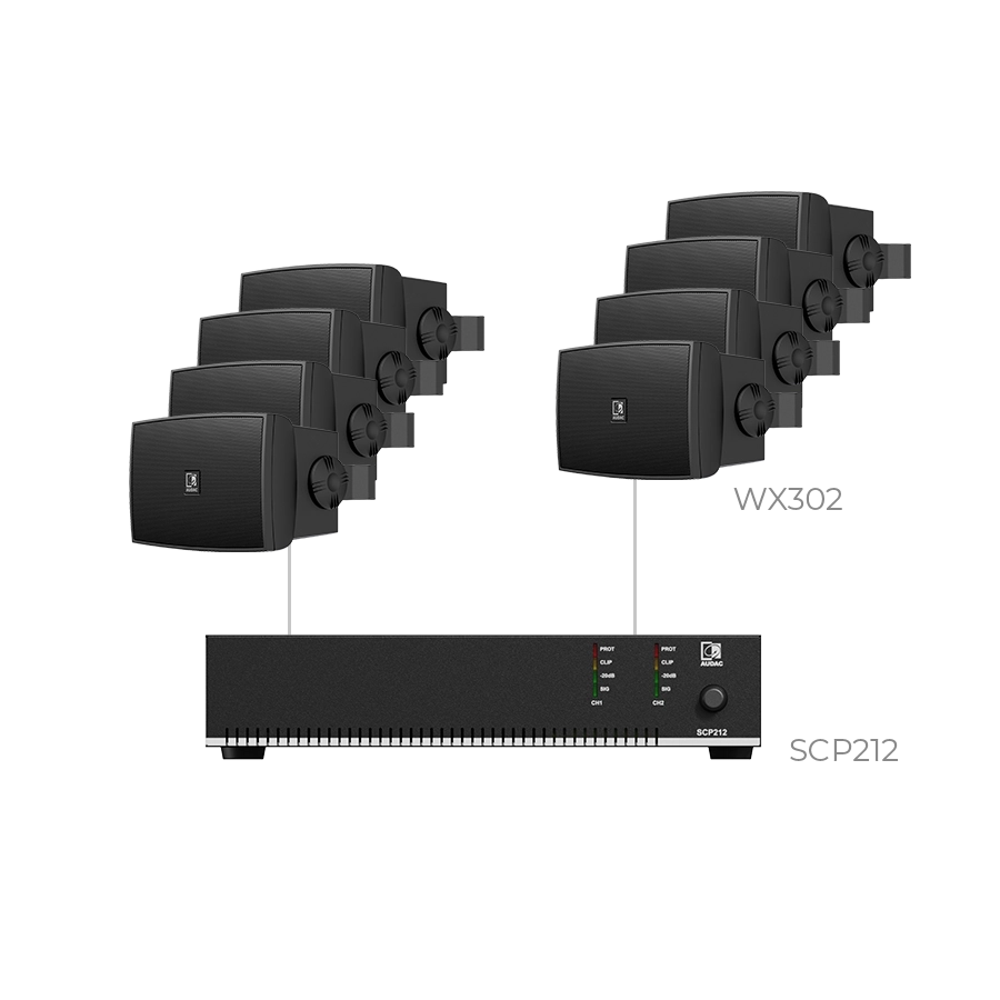 AUDAC - PURRA3.8I/B - 8 x WX302MK2 + SCP212 - 8 x WX302MK2/B + SCP212 Black