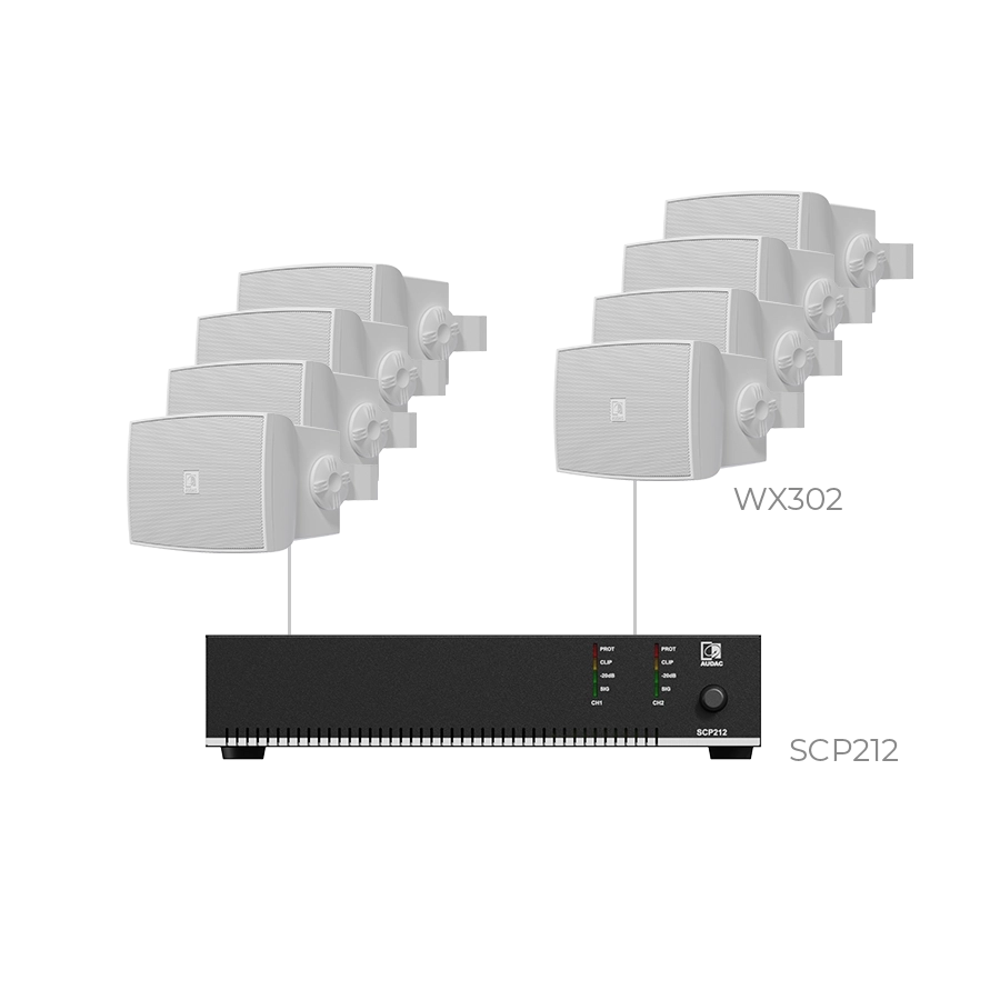 AUDAC - PURRA3.8I/W - 8 x WX302MK2 + SCP212 - 8 x WX302MK2/W + SCP212 White