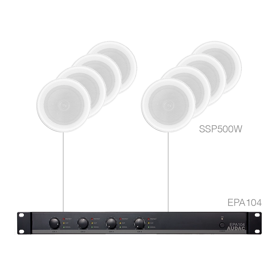 AUDAC - PURRA4.8E/W - 8x SSP500 + EPA104  - White