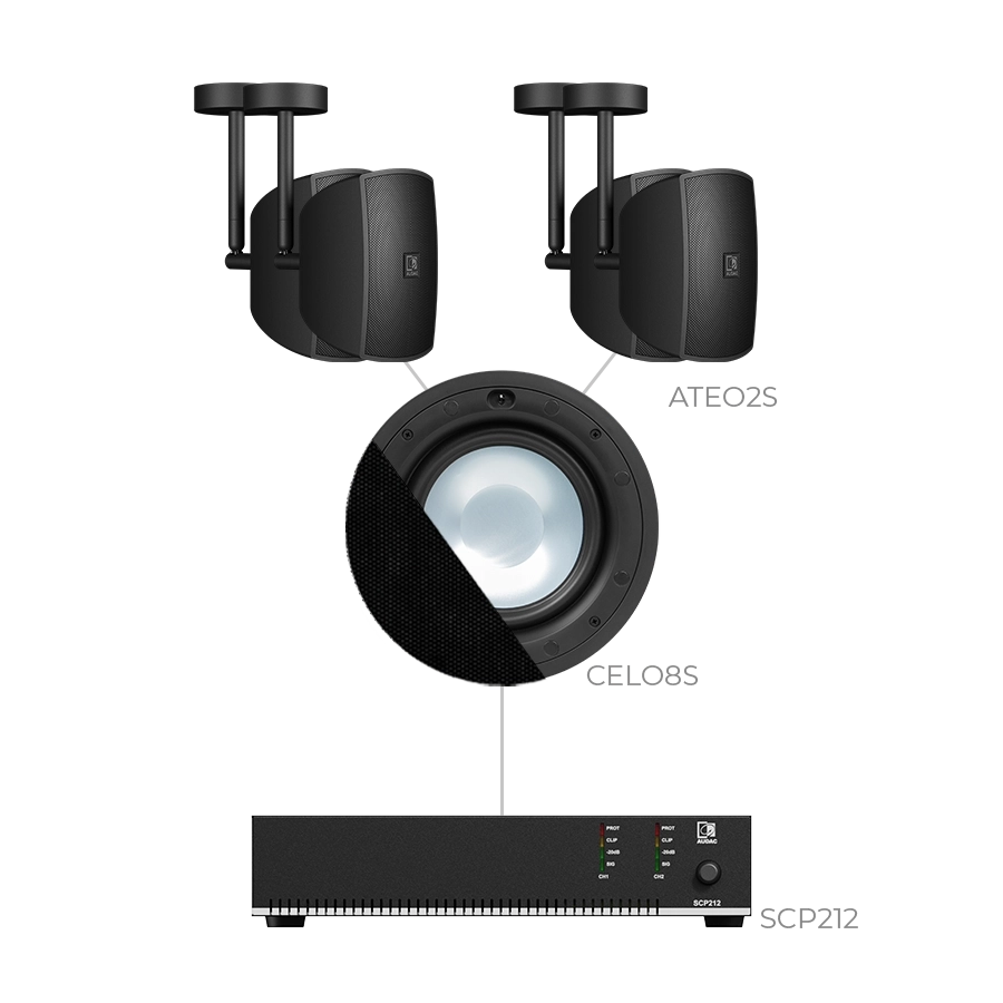 AUDAC - SONA82.4IC/B - 4 x ATEO2S + CELO8SI + GLC08I + SCP212 - 4 x ATEO2S/B + CELO8SI/W + GLC08I/B + SCP212 Black