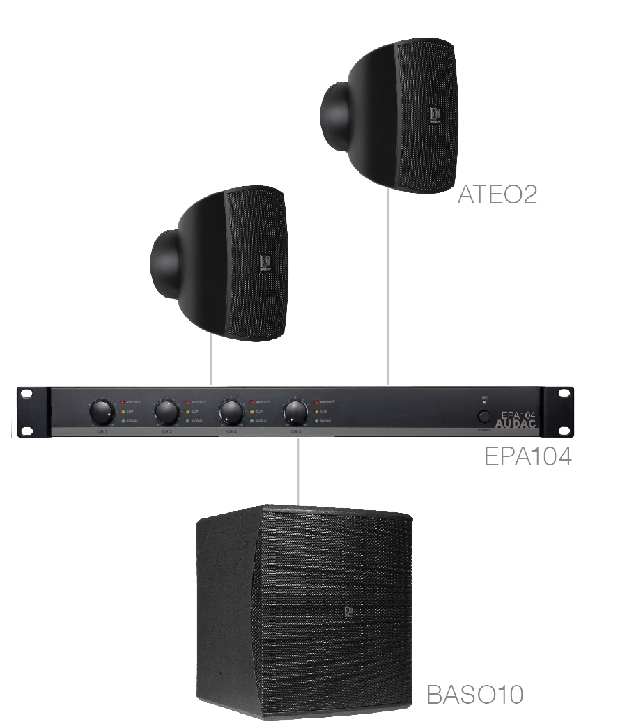 AUDAC - SUBLI2.3E/B - 2 x ATEO2 + BASO10 + EPA104 - Black