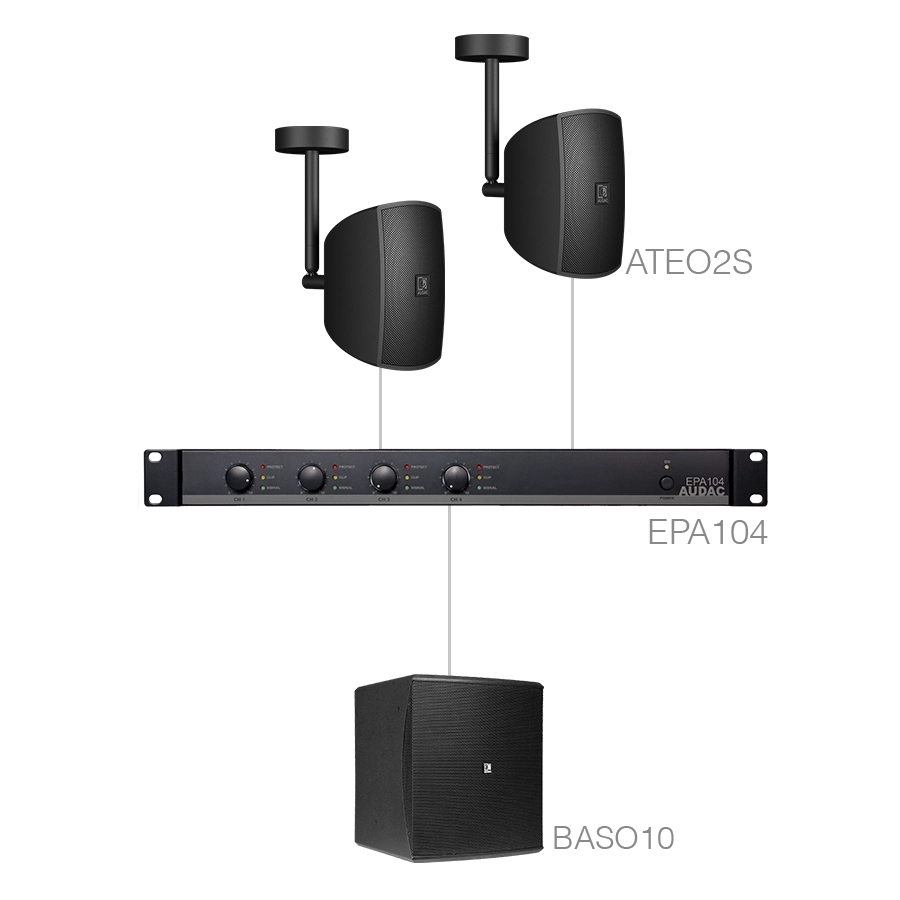 AUDAC - SUBLI2.3EC/B - 2 x ATEO2S + BASO10 + EPA104 - Black
