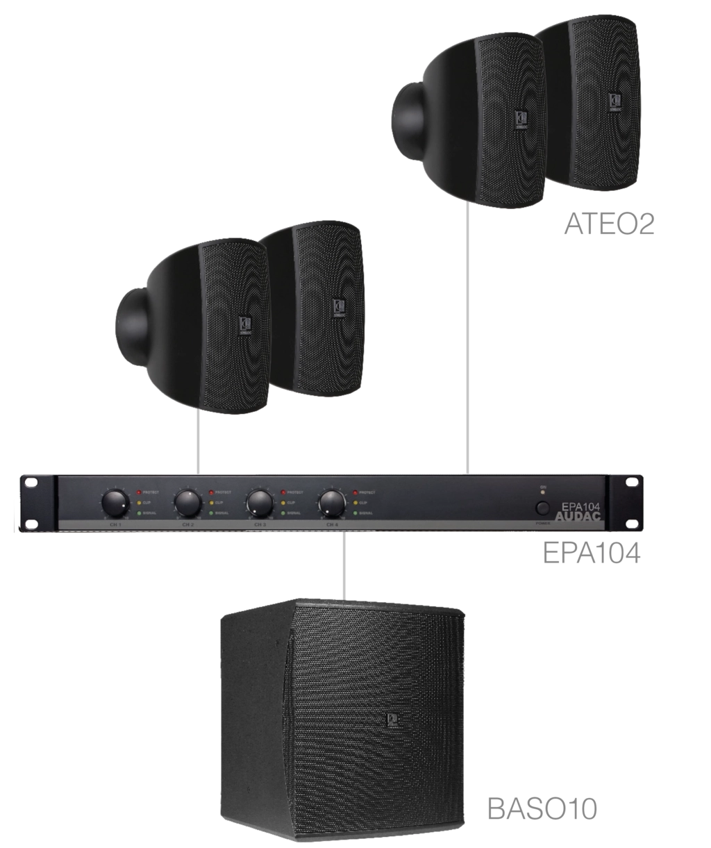 AUDAC - SUBLI2.5E/B - 4 x ATEO2 + BASO10 + EPA104 - Black