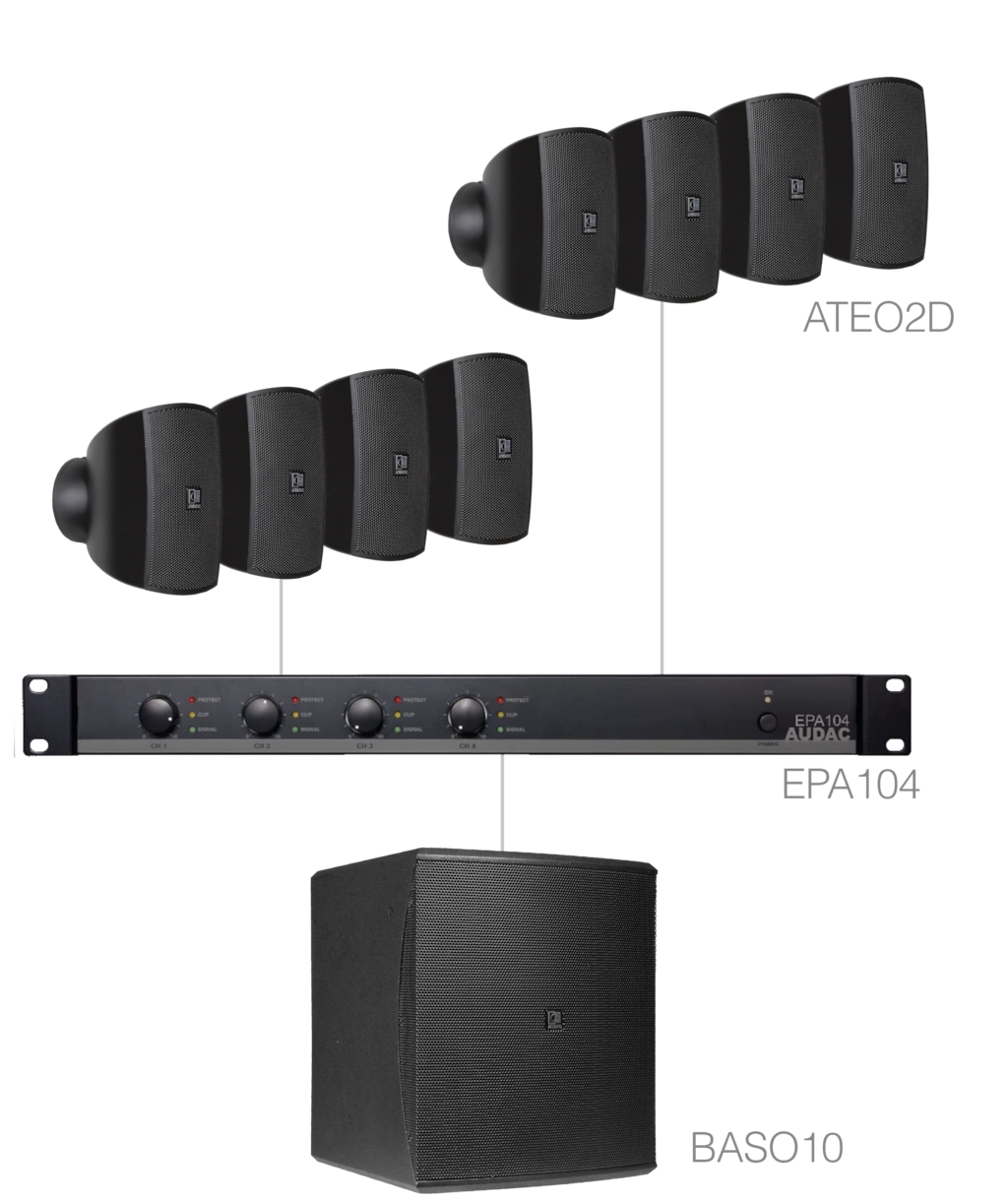 AUDAC - SUBLI2.9E/B - 8 x ATEO2D + BASO10 + EPA104 - Black