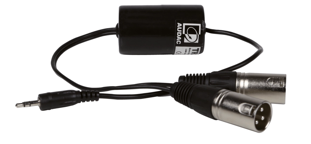 AUDAC - TR2080 - Stereo groundloop isolator 3.5mm jack male - 2 x XLR male