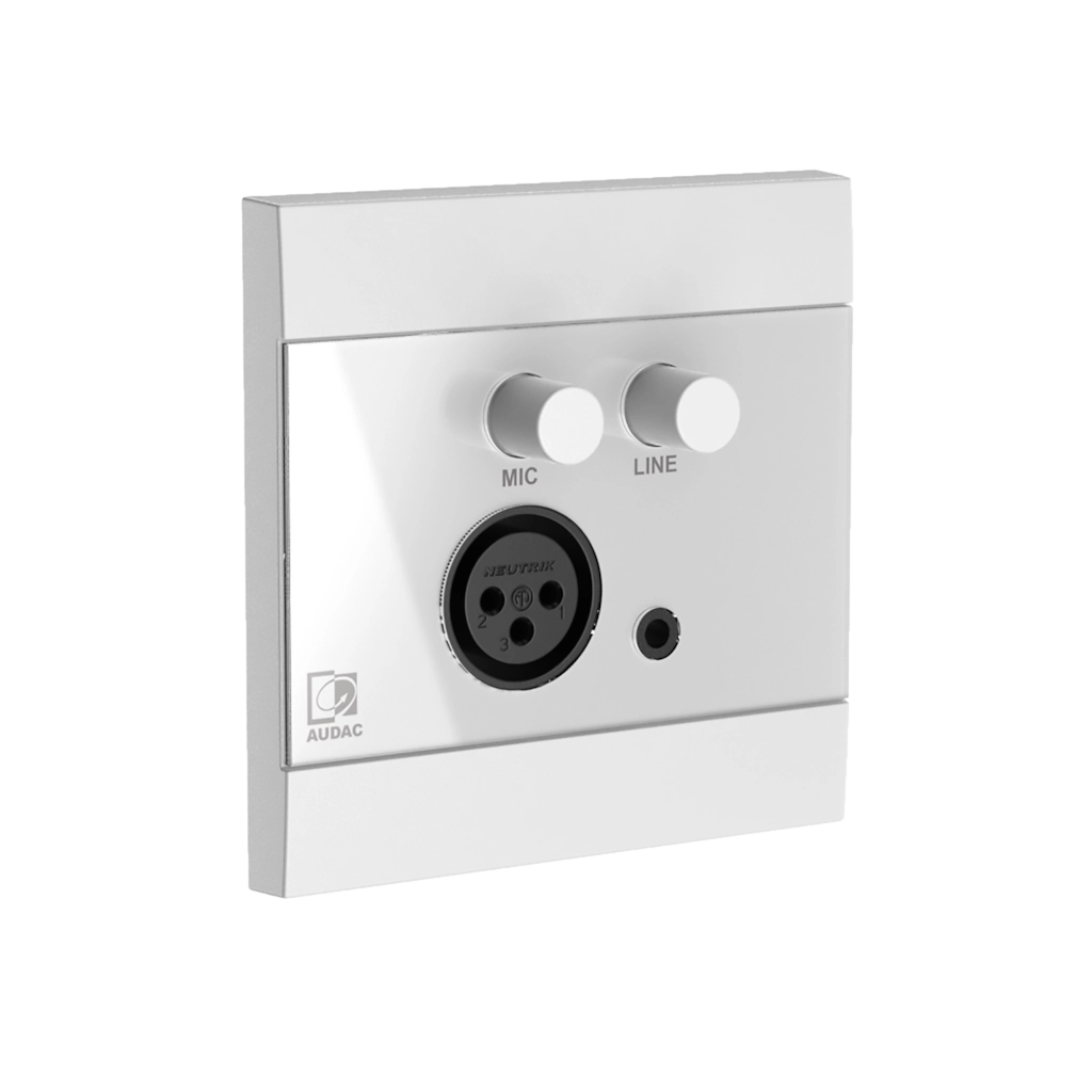 AUDAC - WP205/W - ARES5A wall panel - Microphone & line input - 80 x 80 mm - White version - EU-style standard