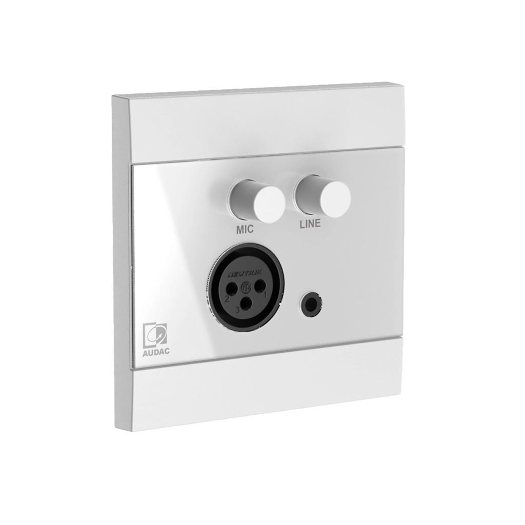 AUDAC - WP210/W - Universal wall panel - Microphone & line input - 80 x 80 mm - White version - EU-style standard