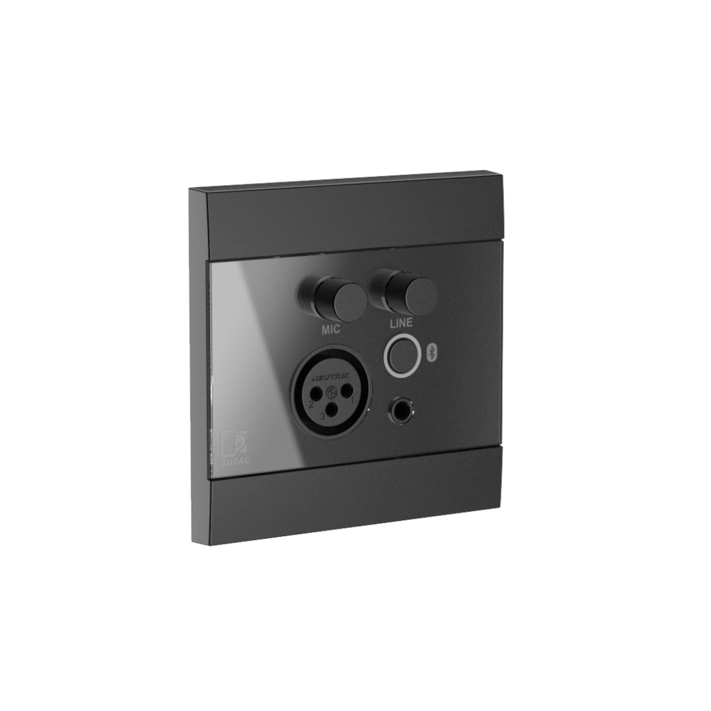 AUDAC - WP225/B - Universal wall panel - Microphone, line & Bluetooth receiver - 80 x 80 mm - Black version - EU-style standard