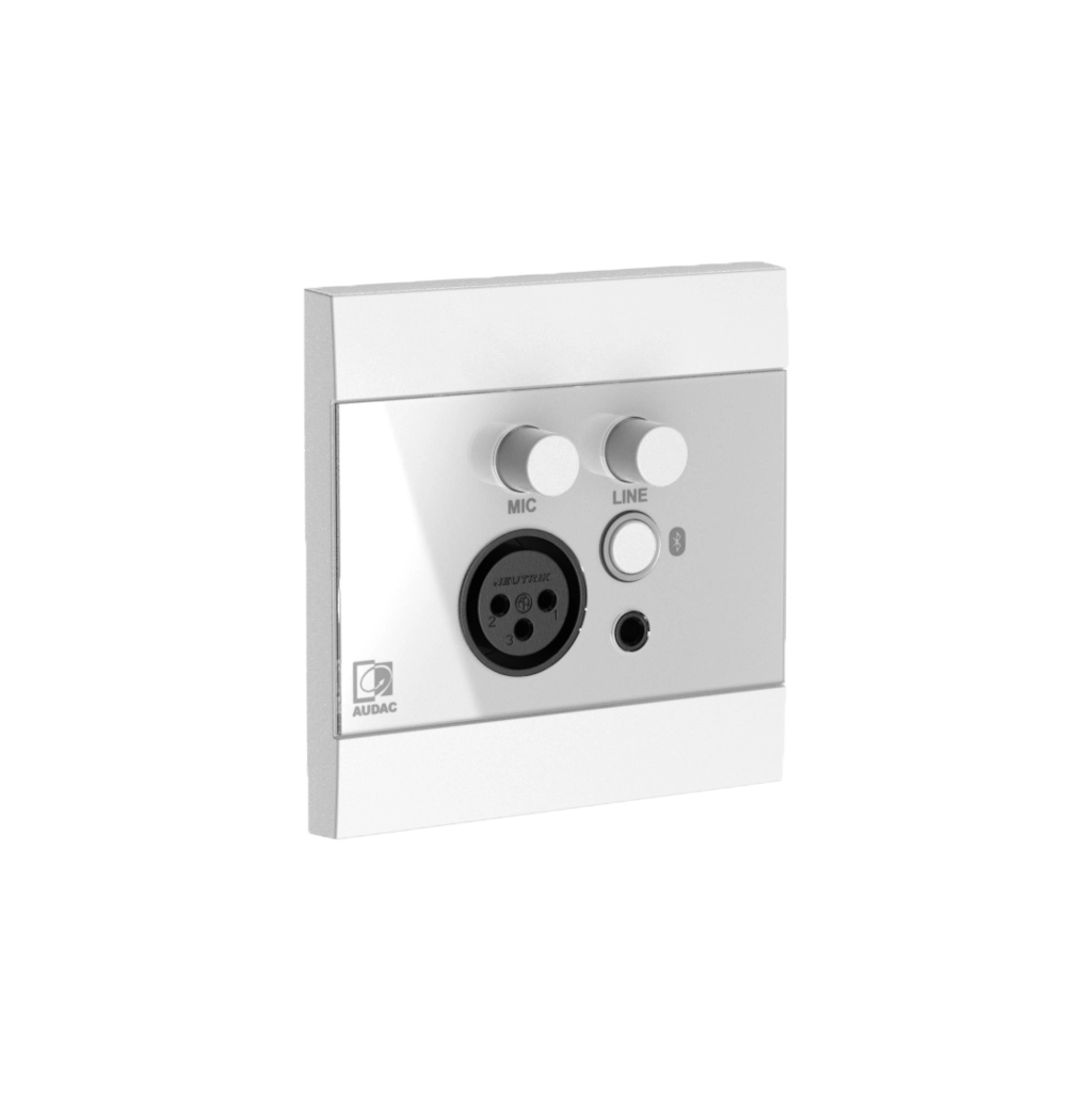 AUDAC - WP225/W - Universal wall panel - Microphone, line & Bluetooth receiver - 80 x 80 mm - White version - EU-style standard