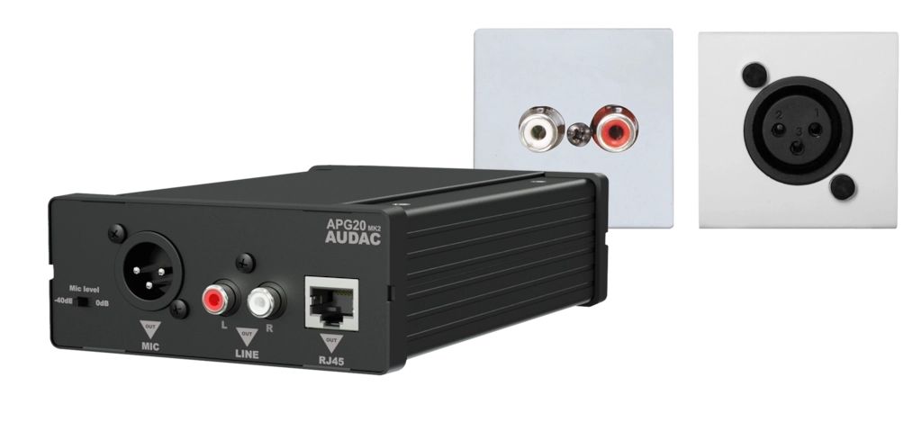 AUDAC - WP45LM/W - Receiver+wall panel set line-mic+cover plate-45x45 - White version