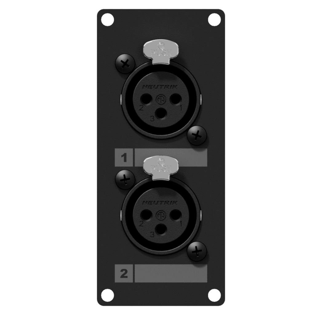 CAYMON - CASY125/B - CASY 1 space with 2x XLR female to 3-pin terminal block - Black version