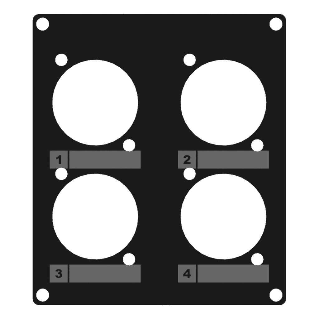 CAYMON - CASY203/B - CASY 2 space cover plate - 4x D-size holes - Black version