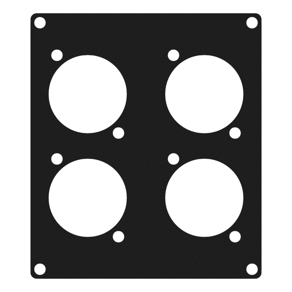 CAYMON - CASY203A/B - CASY 2 space aluminum cover plate - 4x D-size holes - Black version
