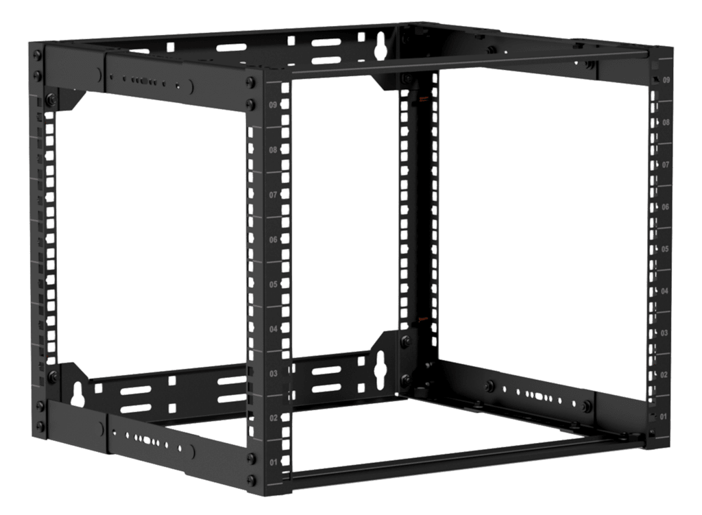 CAYMON - OPR309A/B - 19" in depth adjustable open frame rack - 9 unit - 300 ~ 450mm - Black