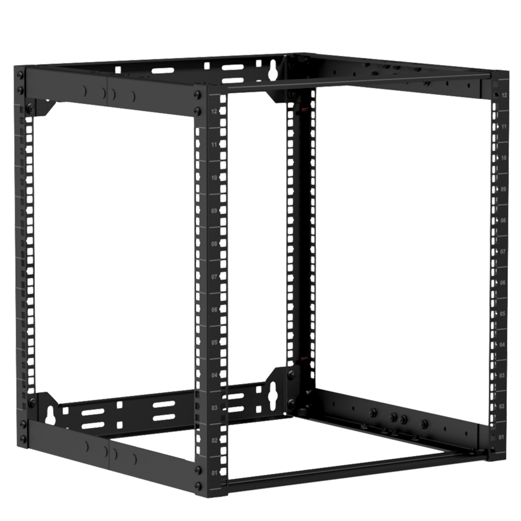 CAYMON - OPR512A/B - 19" in depth adjustable open frame rack - 12 unit - 500 ~ 700 mm - Black