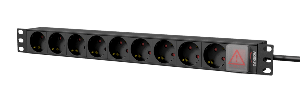 CAYMON - PSR109GS/B - 19" power distribution unit - 9 x German sockets + front switch - Black version