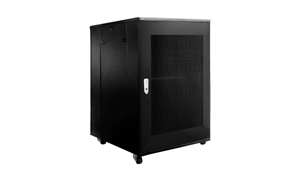 CAYMON - SPR818GG/B - 19" rack cabinet - 18 units - 600mm W x 800mm D - Grill front & rear door - Black version - Grill front & rear door