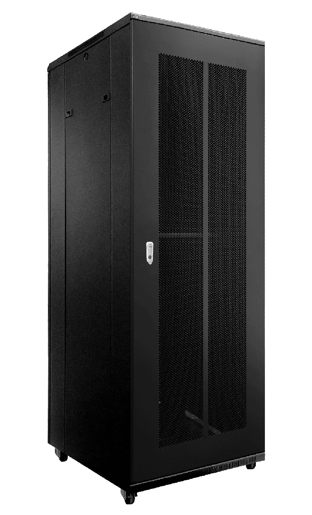 CAYMON - SPR8842GG/B - 19" rack cabinet - 42 units - 800mm W x 800mm D - Grill front & rear door - Black version - 800mm width
