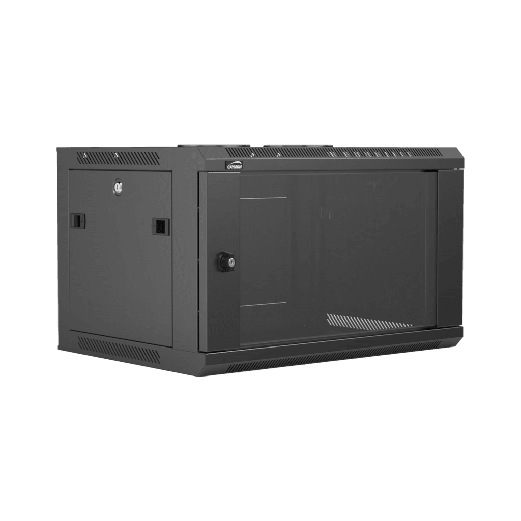 CAYMON - WPR406R/B - 19” wall mount rack - 6 units - 450mm depth - Removable back - Black version