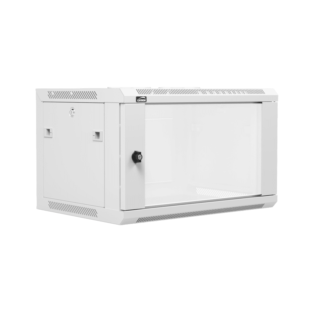 CAYMON - WPR406R/W - 19” wall mount rack - 6 units - 450mm depth - Removable back - White version