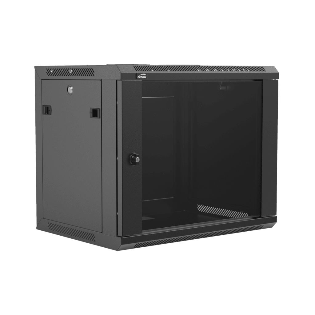 CAYMON - WPR409R/B - 19” wall mount rack - 9 units - 450mm depth - Removable back - Black version