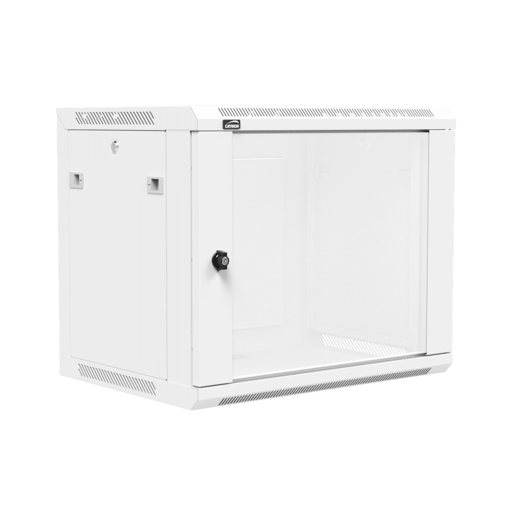 CAYMON - WPR409R/W - 19” wall mount rack - 9 units - 450mm depth - Removable back - White version