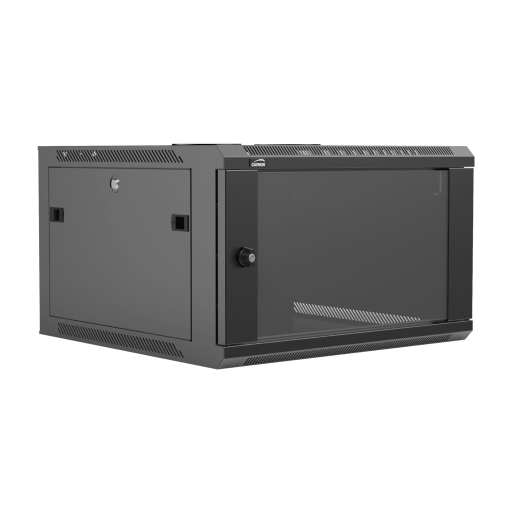 CAYMON - WPR606R/B - 19” wall mount rack - 6 units - 600mm depth - Removable back - Black version