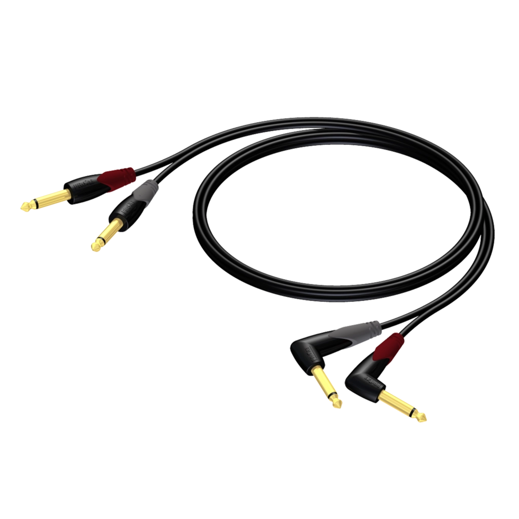 PROCAB-avit - CLA603/3 - 2 x 6.3 mm Jack male mono - 2 x 6.3 mm Jack male mono angled - 3 meter