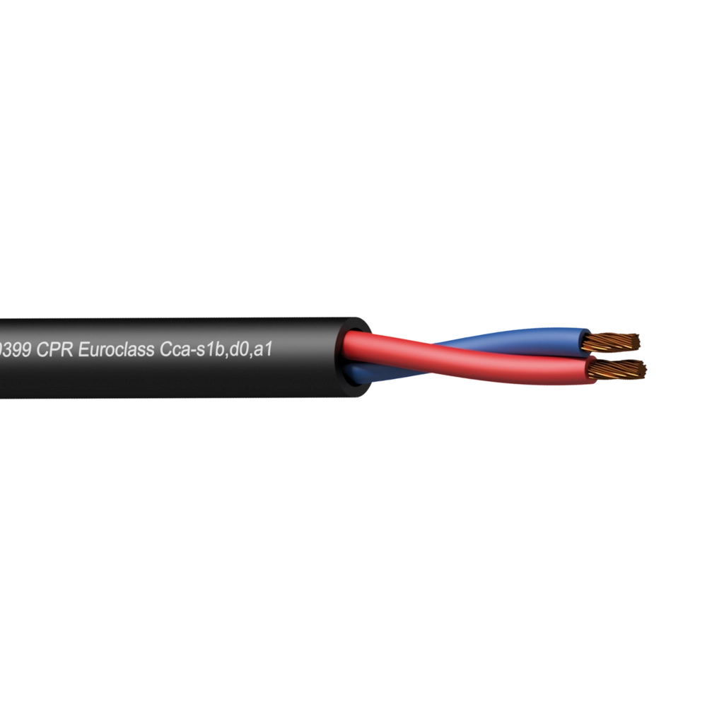 PROCAB-avit - CLS225-CCA/1 - Loudspeaker cable - 2 x 2.5 mm² - 13 AWG -  EN50399 CPR Euroclass Cca-s1b,d0,a1 - 100 m wooden reel - Black version