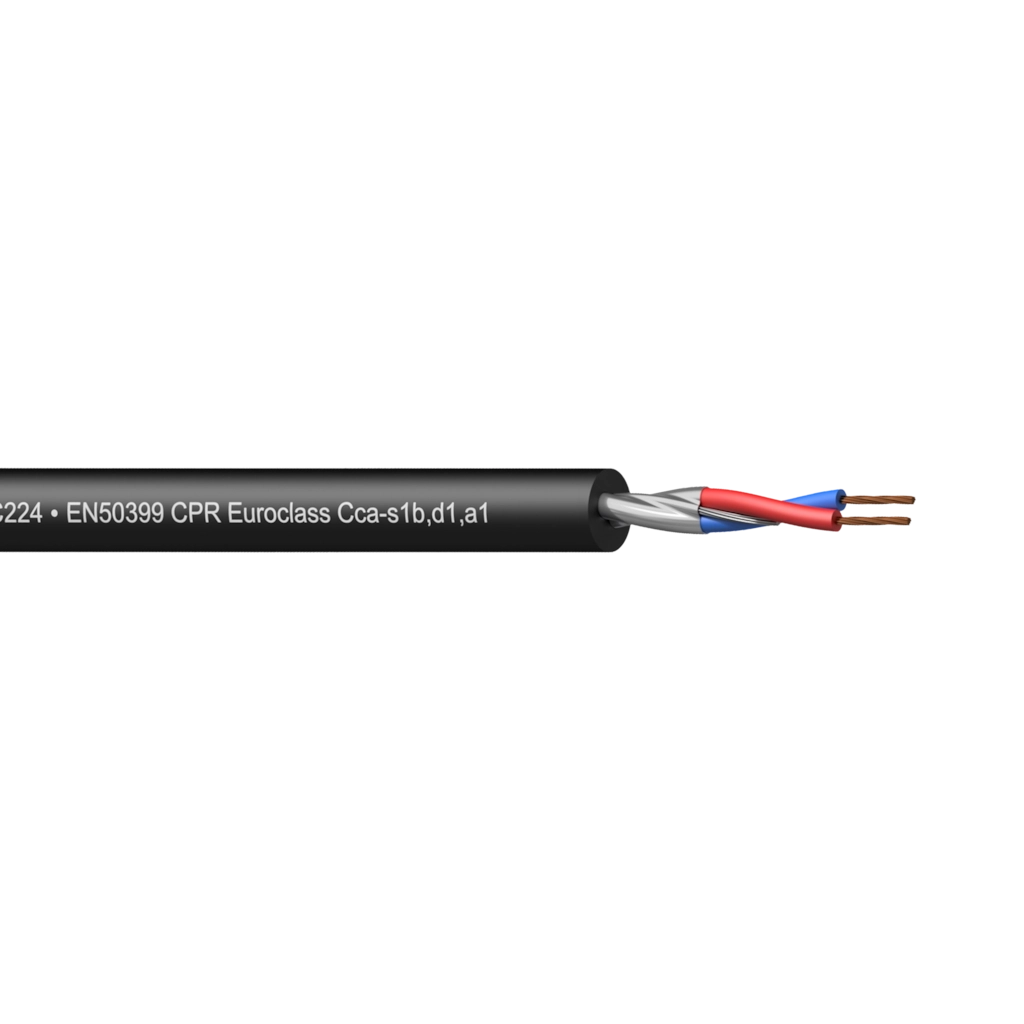 PROCAB-avit - CMC224-CCA/1 - Balanced microphone cable - flex 2 x 0.20 mm² - 24 AWG - EN50399 CPR Euroclass Cca-s1b,d1,a1 - 100 m carton reel