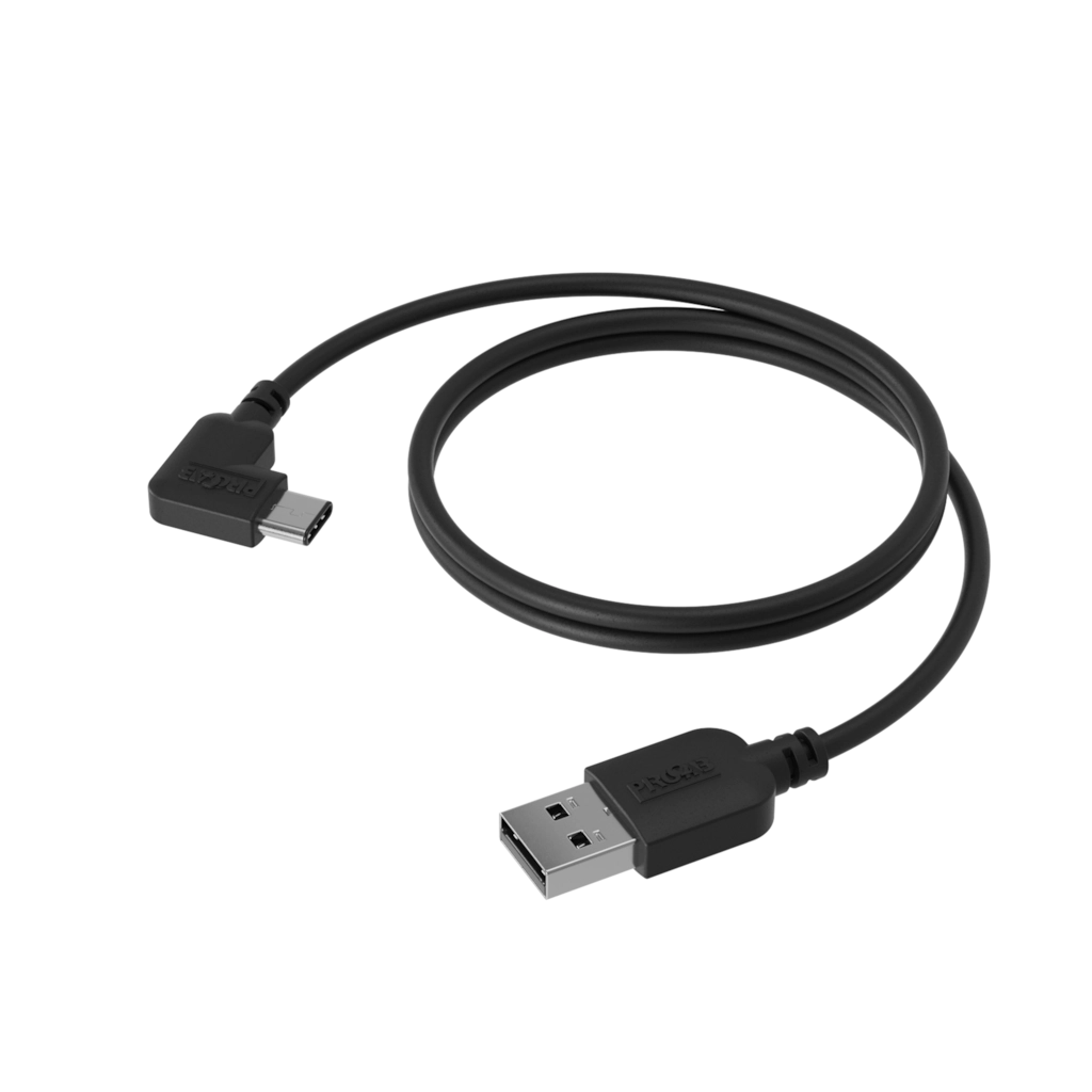 PROCAB-avit - CSD612B/1.5 - USB Type-A - Angled USB Type-C - USB 3.2 GEN 1 - Black version - 1.5 meter