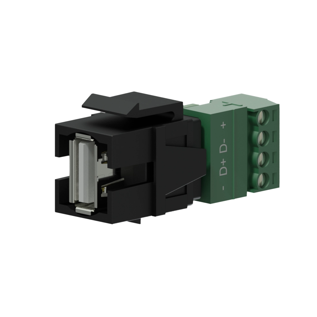 PROCAB-rental - VCK625/B - Keystone adapter - USB 2.0 A - 4-pin terminal block - Black
