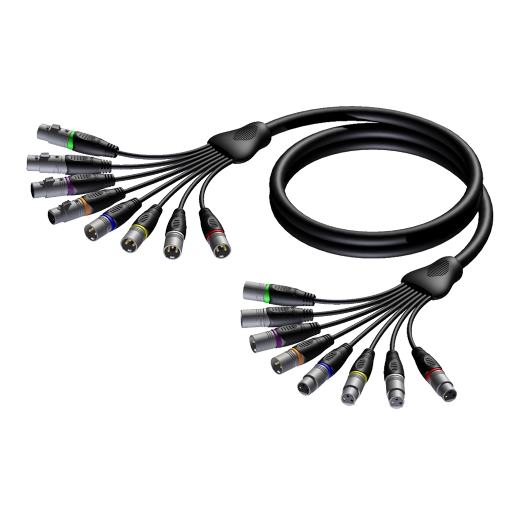 PROCAB-rental - REF8029/5-H - Multi core cable - 4 x XLR male & 4 x XLR female - 4 x XLR female & 4 x XLR male - 5 meter - hanger