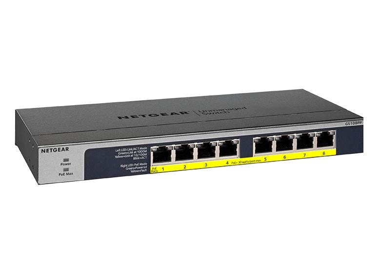 NETGEAR - NG-GS108PP-100EUS - 8-Port Gigabit Ethernet High-power PoE+ Unmanaged Switch with FlexPoE (123W)