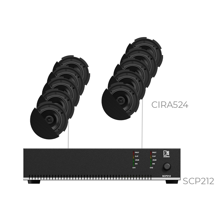 AUDAC - CANTO5.10I/B - 10 x CIRA524I & 10 x GLI05/O + SCP212 - 10 x CIRA524I/W & 10 x GLI05/OB + SCP212 Black