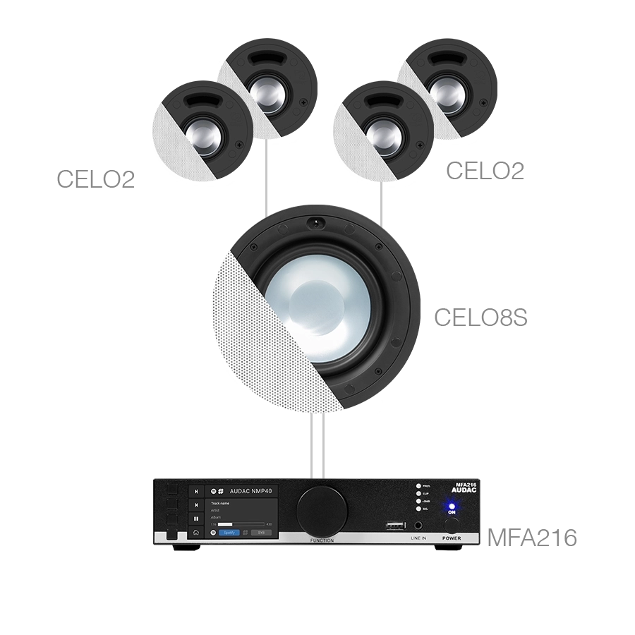 AUDAC - CENTO2.5/W - MFA216 + 1 CELO8S + 4 x CELO2 - White version