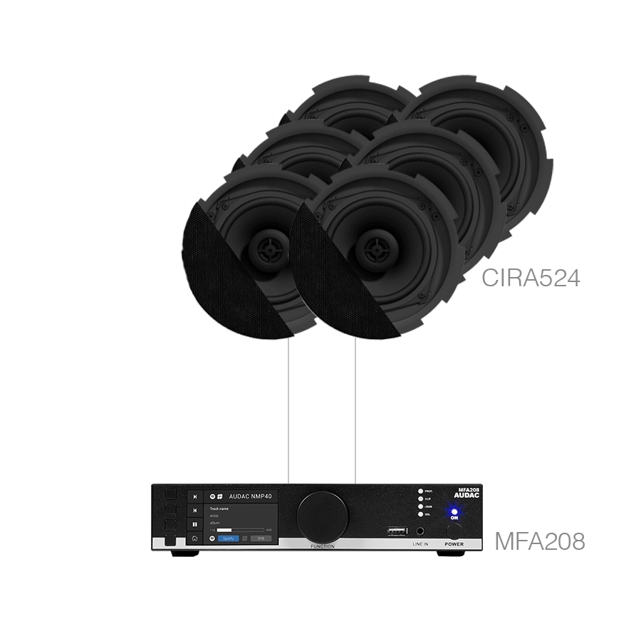AUDAC - CENTO5.6/B - MFA208 + 6 x CIRA524 - Black version