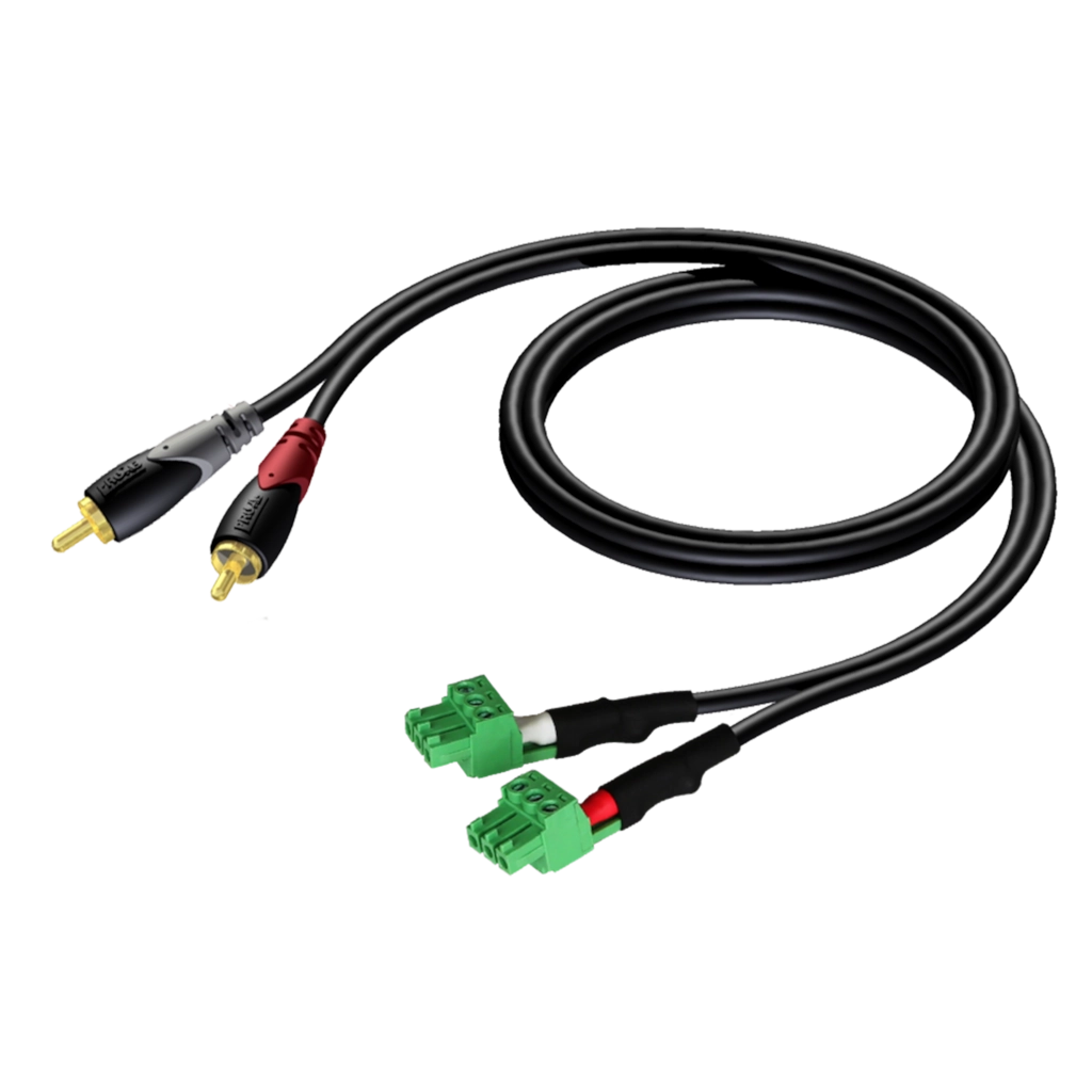 PROCAB-avit - CLA832/1.5 - 2 x RCA/Cinch - 2 x terminal block (3p - 3.81mm) - 1,5 meter