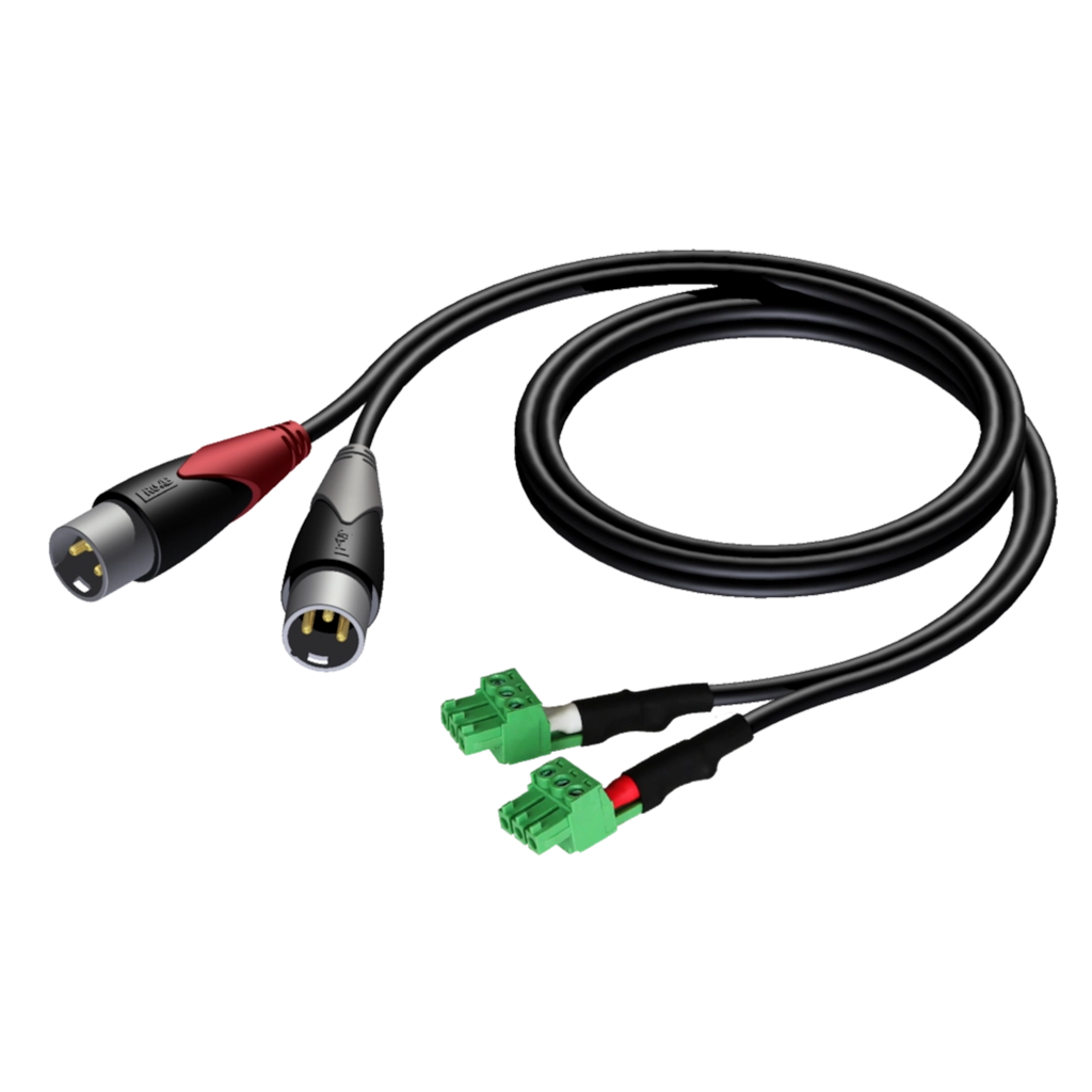 AUDAC - CLA834/1.5 - 2 x XLR male - 2 x terminal block (3p - 3.81mm) - 1,5 meter