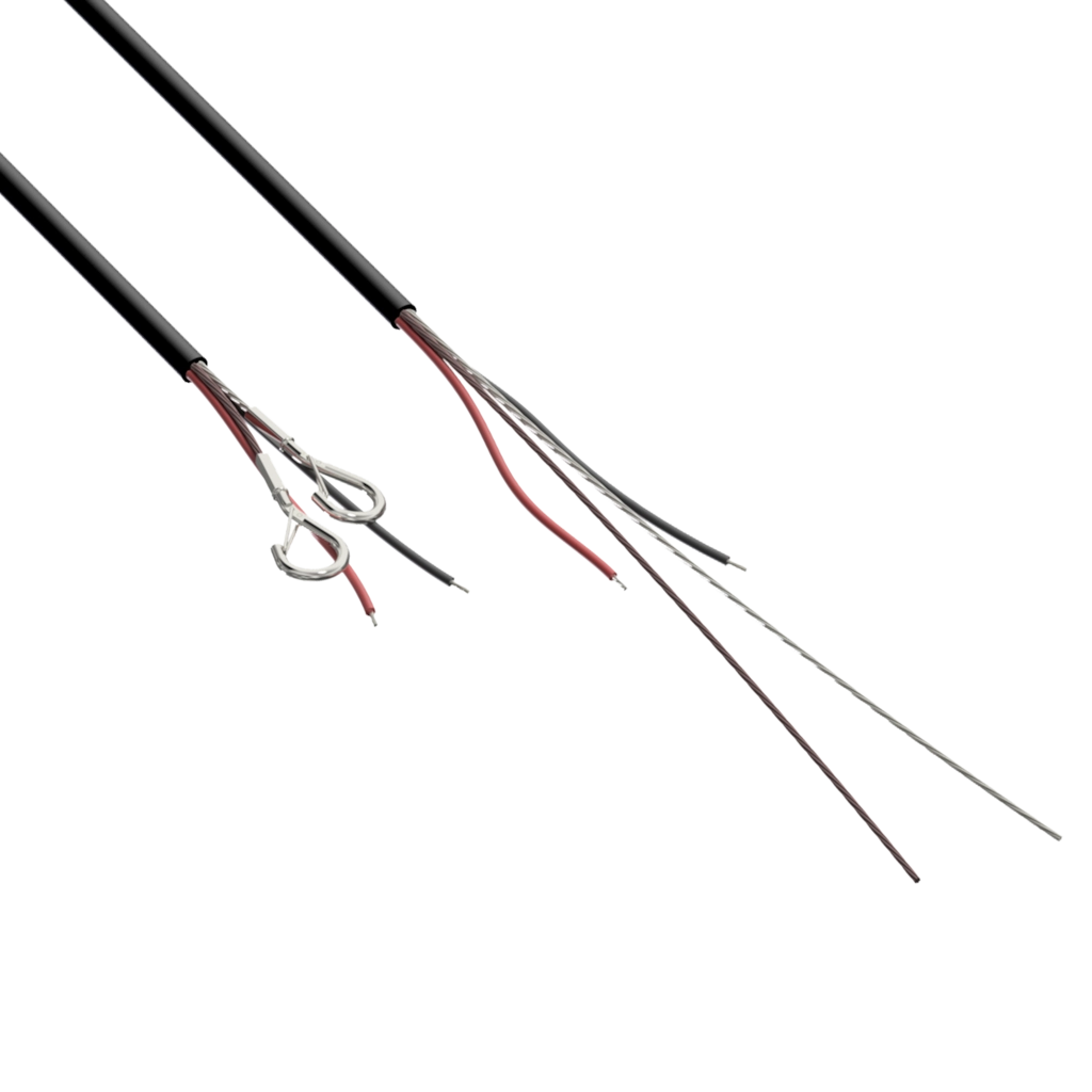 AUDAC - DSC100/B - Connection cable with dual steel core, snap hook & open ends - 10 meter - Black