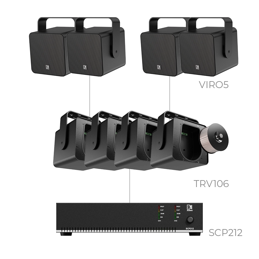 AUDAC - FESTA5.4I/B - 4 x VIRO5  & 4 x TRV106 + SCP212 - 4 x VIRO5/B  & 4 x TRV106 + SCP212 Black