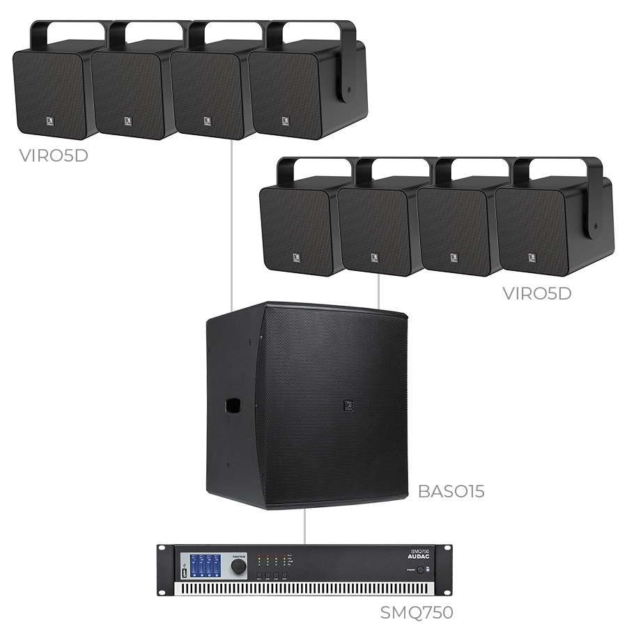 AUDAC - FESTA5.9/B - 8 x VIRO5D + BASO15 + SMQ750  - Black version