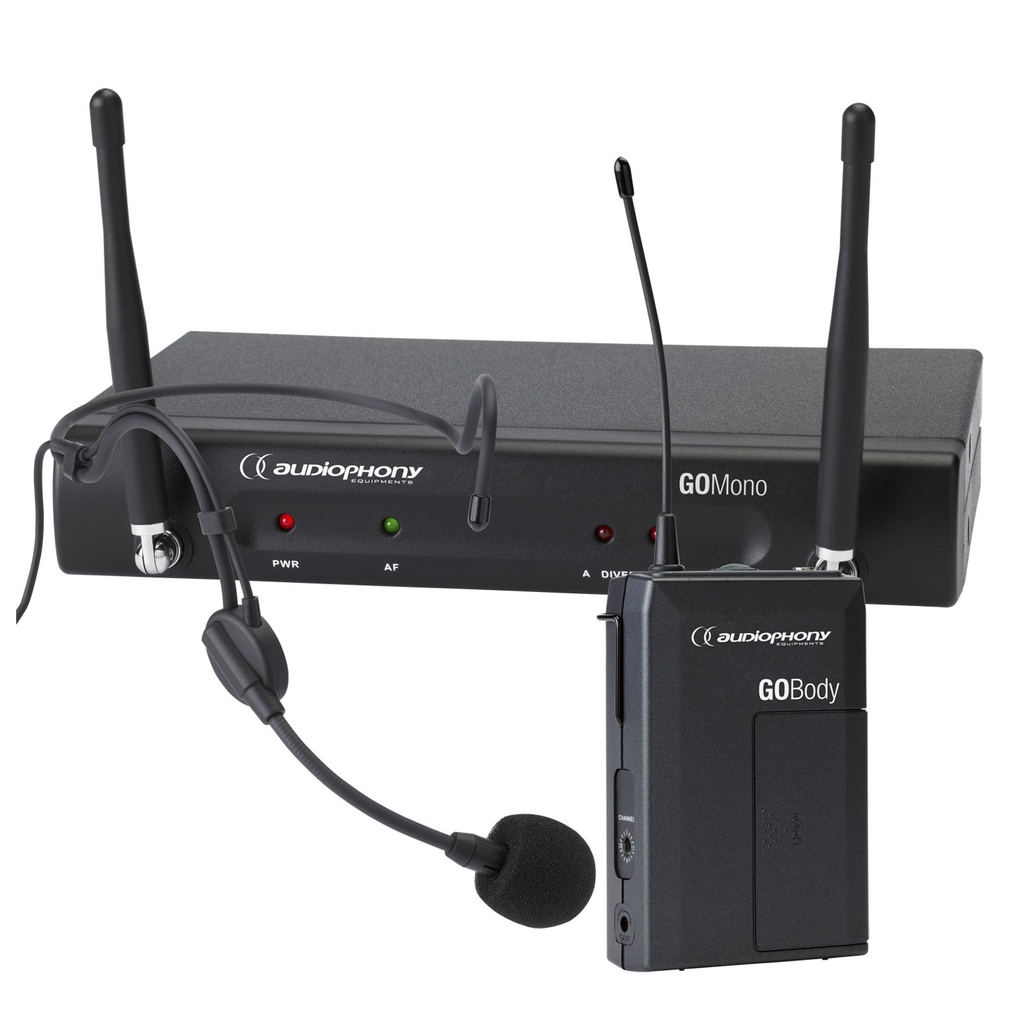 AUDIOPHONY - Pack GO-Head-F6 - 1 GOMono receiver + 1 GOBody bodypack transmitter + 1 GOHead headband microphone - 600MHz