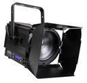 BRITEQ - BT-THEATRE 250EZ Mk3 - Very powerful 250Watt LED theater spot with motorized 11° to 58° zoom  and excellent very low noise cooling.  
Behaves like a halogen Fresnel, thanks to redshift / amber drift effect!