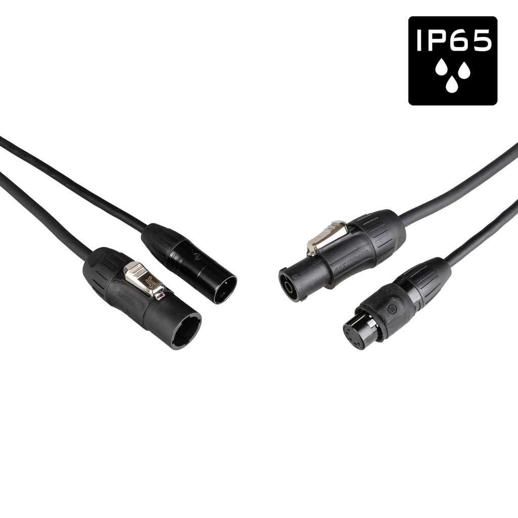HILEC - PCT1-HYBRID-XLR5-3M - Outdoor DMX + Power Combi Cable with Seetronic IP65 5-Pin XLR and PowerCON TRUE1-compatible connectors - Length 3m