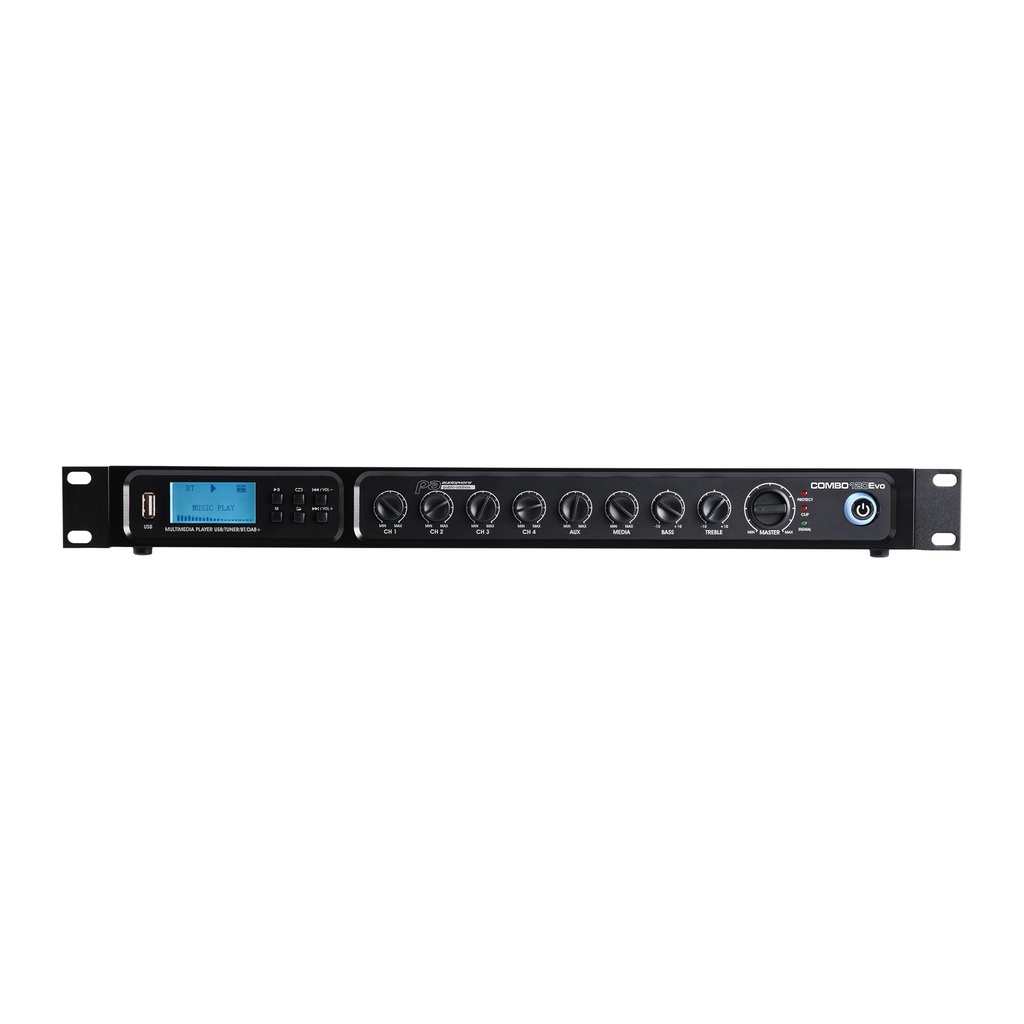 AUDIOPHONY PA - COMBO120Evo - Amplifier / Mixer 100V - 120W with integrated media player: USB, FM tuner, Bluetooth and DAB+