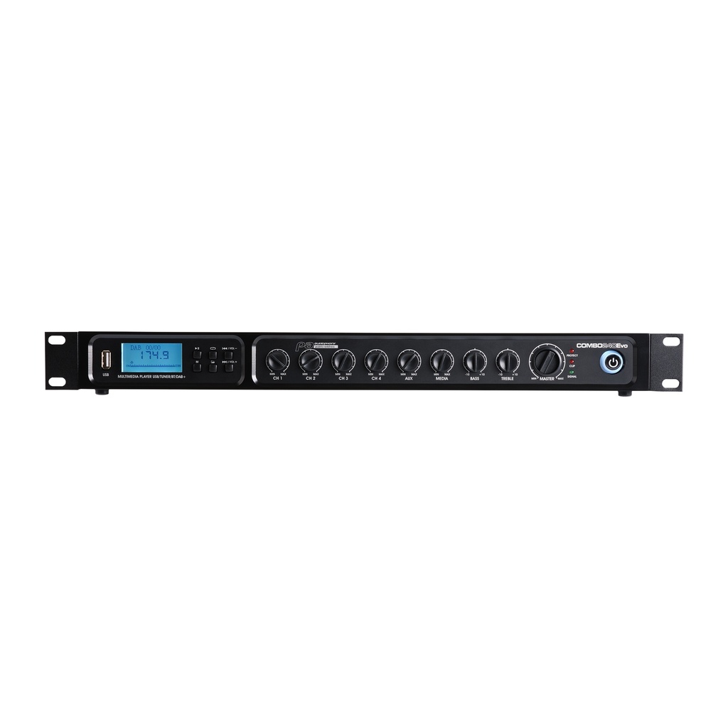 AUDIOPHONY PA - COMBO240Evo - Amplifier / Mixer 100V 240W with integrated media player: USB, FM tuner, Bluetooth and DAB+
