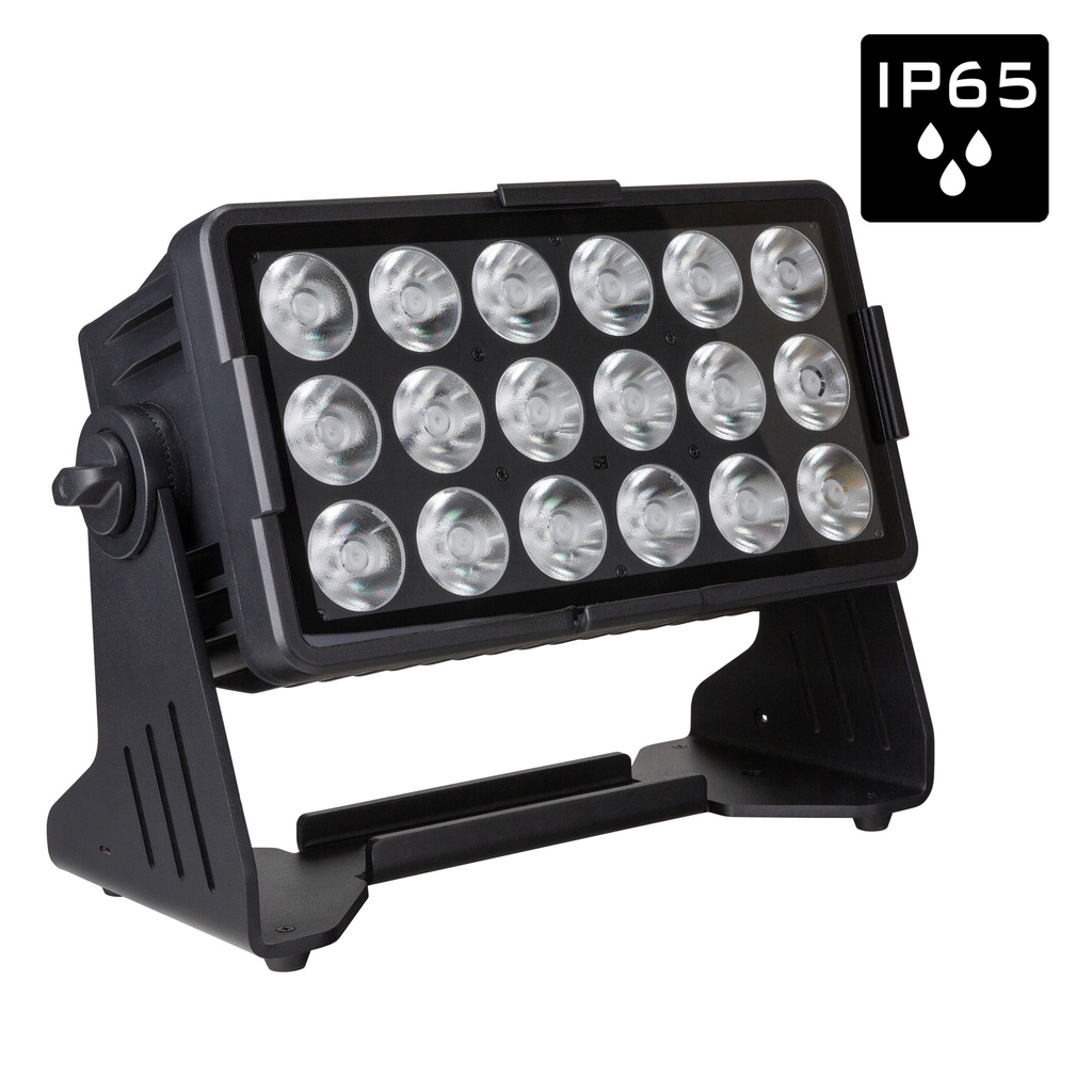 BRITEQ - BTI-AKKUCHROMA - Compact, powerful, and extremely versatile battery-powered IP65 projector for outdoor use, equipped with 18x 10W RGBL LEDs