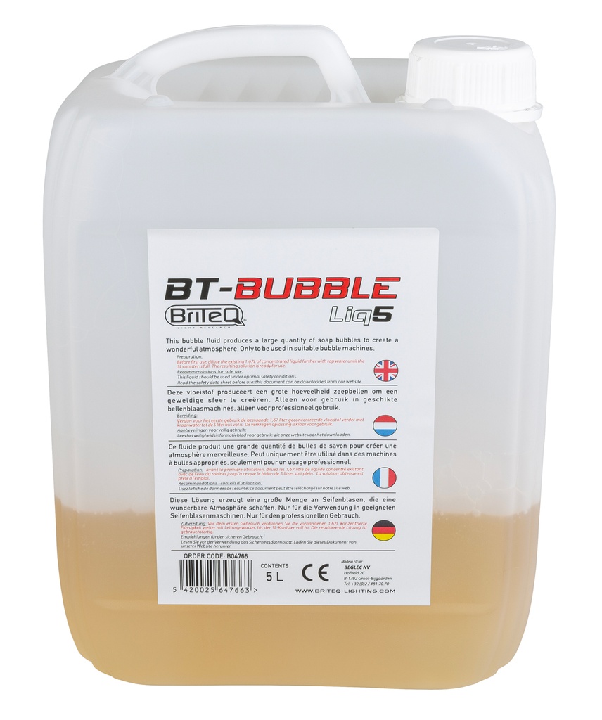BRITEQ - BT-BUBBLELIQ5 - Bubble liquid 5L (1.67L concentrate, top up with water)