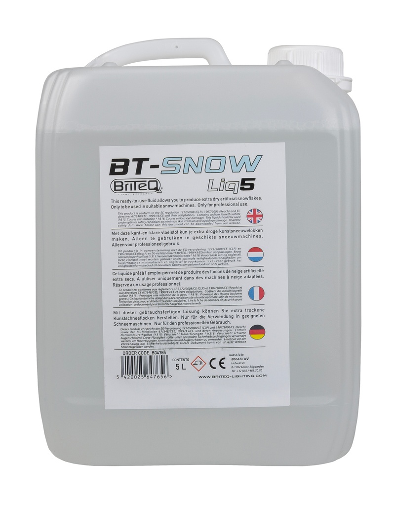 BRITEQ - BT-SNOWLIQ5 - Snow liquid with high volume and low residue, 5L tank